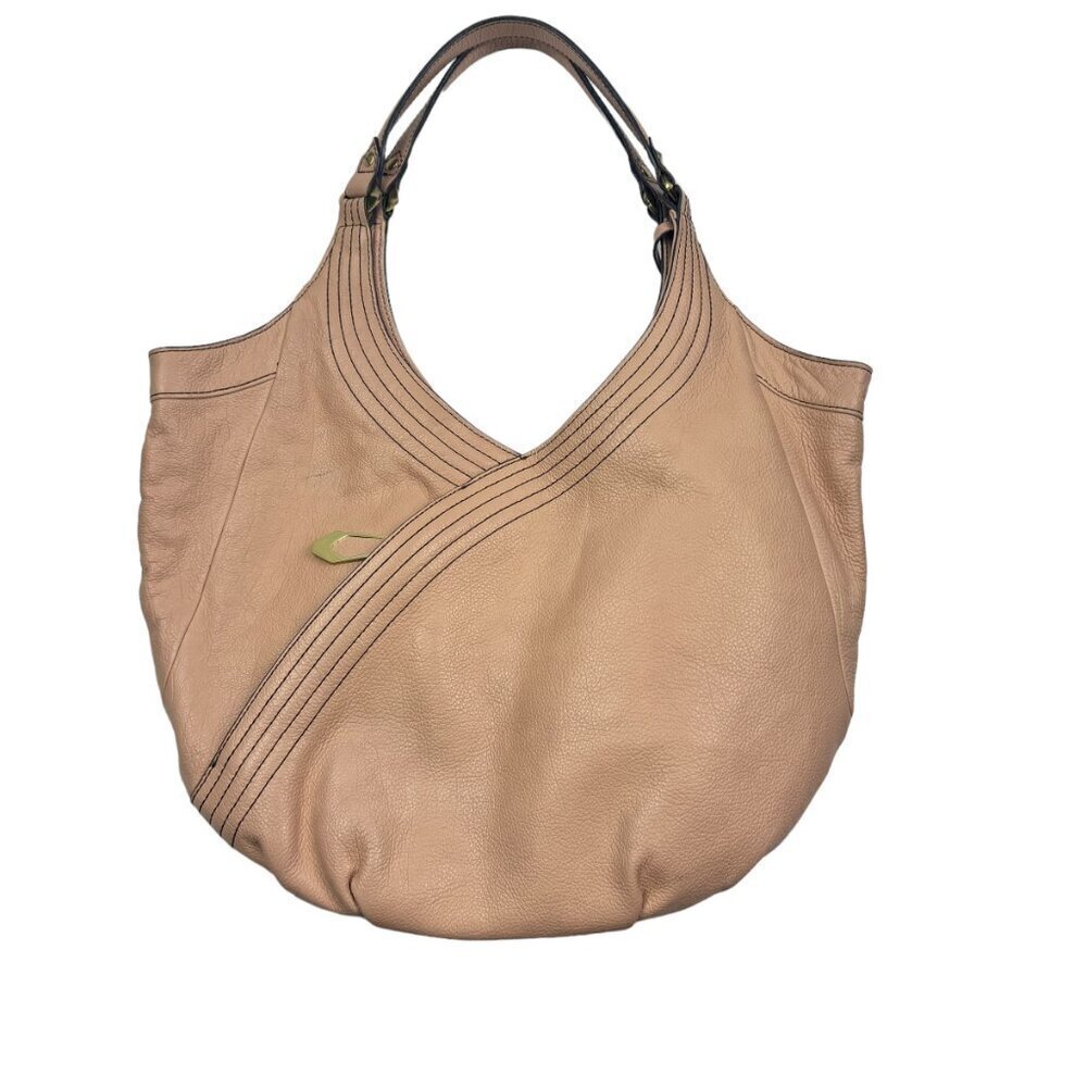 orYANY "Tracey" Pebbled Leather Hobo Shoulder Bag in Truffle/Nude
